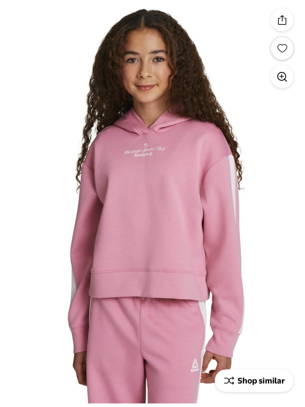 Reebok Girls Heritage Sports Club Pullover Hoodie NWT | Pink | - Picture 4 of 4